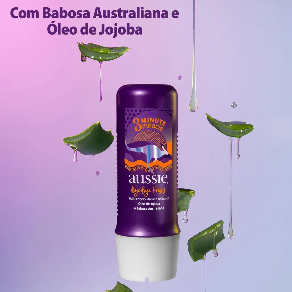 Creme de Tratamento Capilar Aussie 3 Minute Miracle Bye Bye Frizz  Maciez e Brilho 236ml