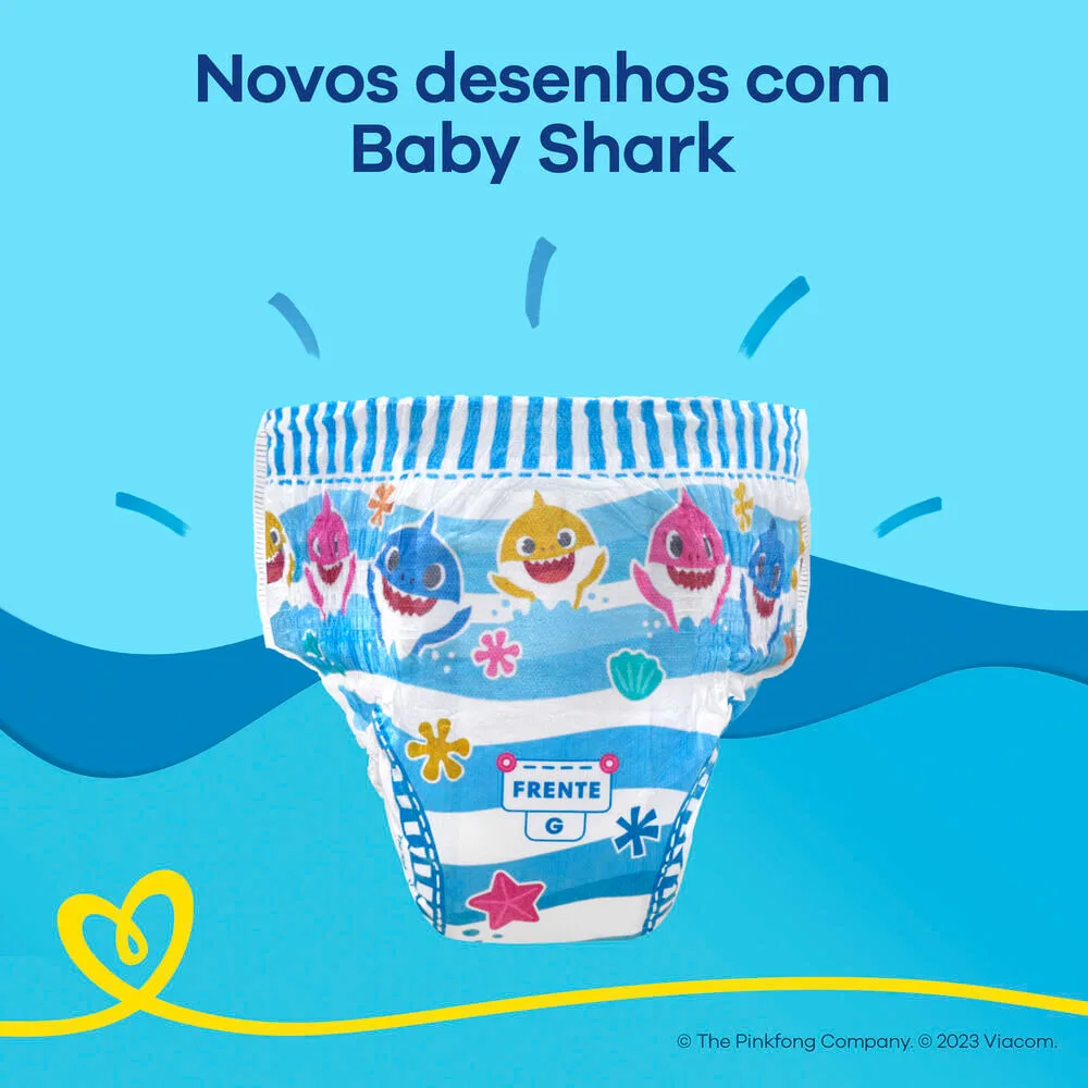 Fralda Pampers Splashers Baby Shark P/M 12 Unidades