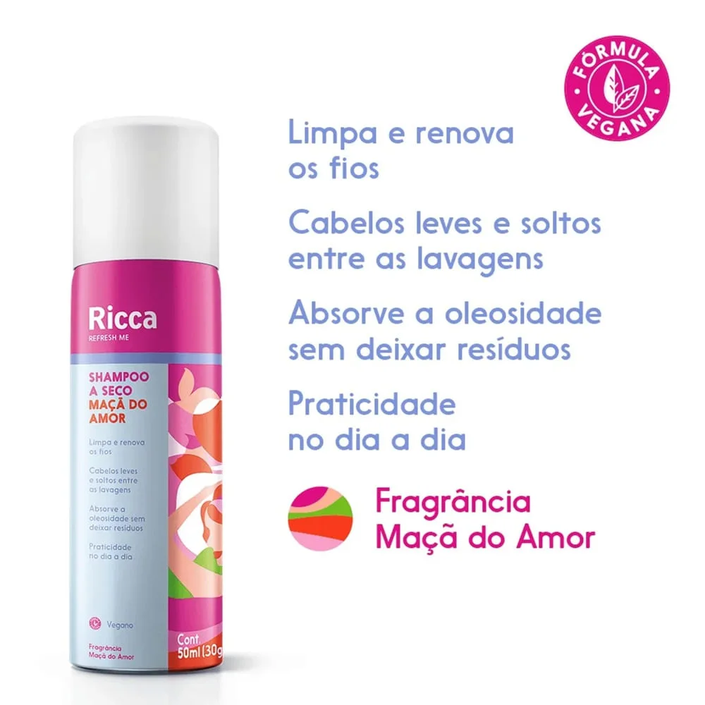 Shampoo Ricca A Seco Maçã Do Amor 50ml