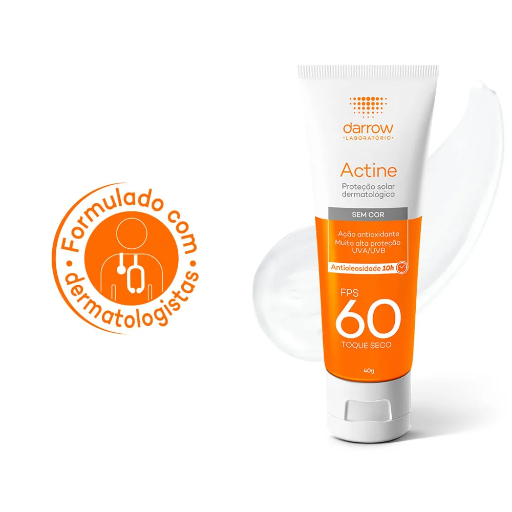 Protetor Solar Facial Actine Sem Cor FPS60 Antioleosidade 10h 40g