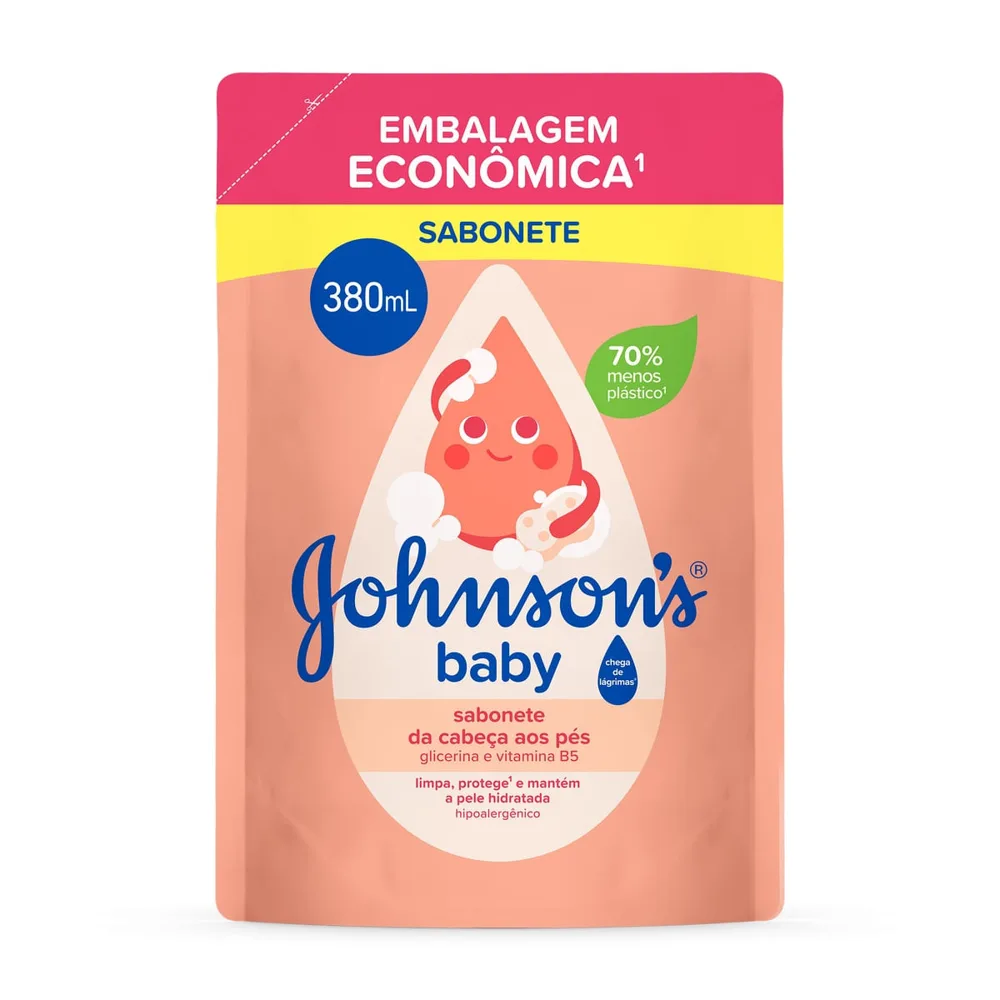 Sabonete Líquido Infantil Johnson's Baby Glicerina da Cabeça aos Pés Refil 380ml