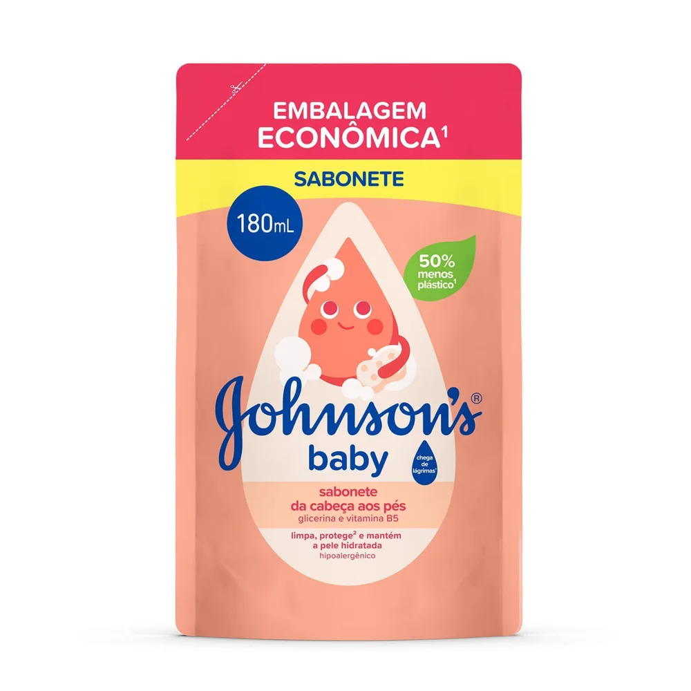 Sabonete Líquido Infantil Johnson's Baby Glicerina da Cabeça aos Pés Refil 180ml