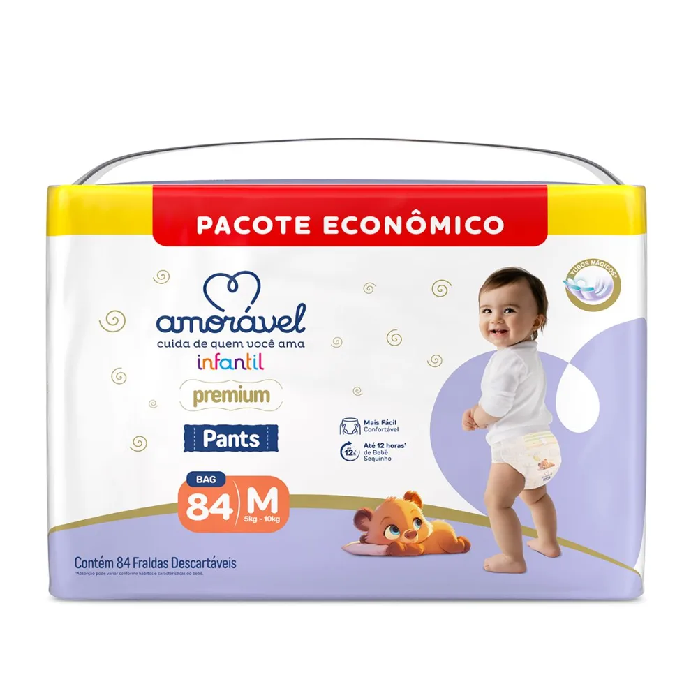 Fralda Amorável Pants Ultrapack M 84 Unidades