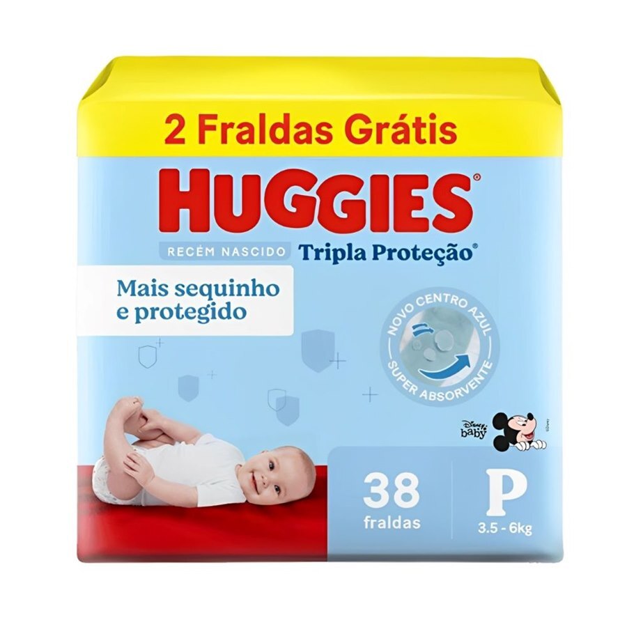 Fralda Huggies Tripla Proteção P - Leve 38 Pague 36 Unidades