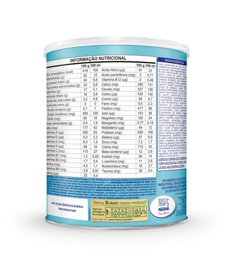 Suplemento Alimentar Infantil Ascenda Sabor Baunilha 800g