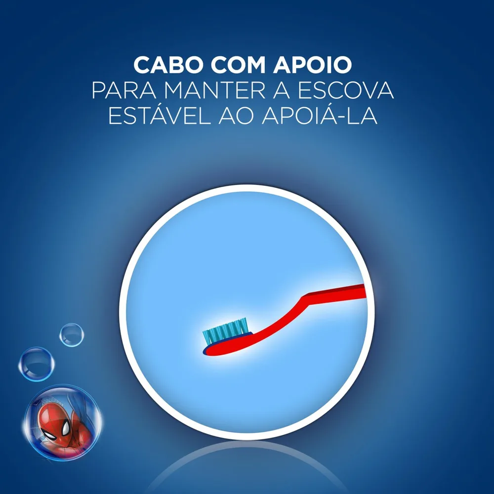 Escova Dental Infantil Oral-B Stages Spider-Man Cerdas Macias +3 anos 1 Unidade