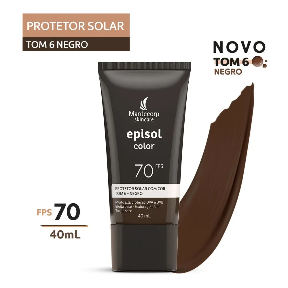 Protetor Solar Facial Episol Color FPS70 Tom 6 Negro 40ml