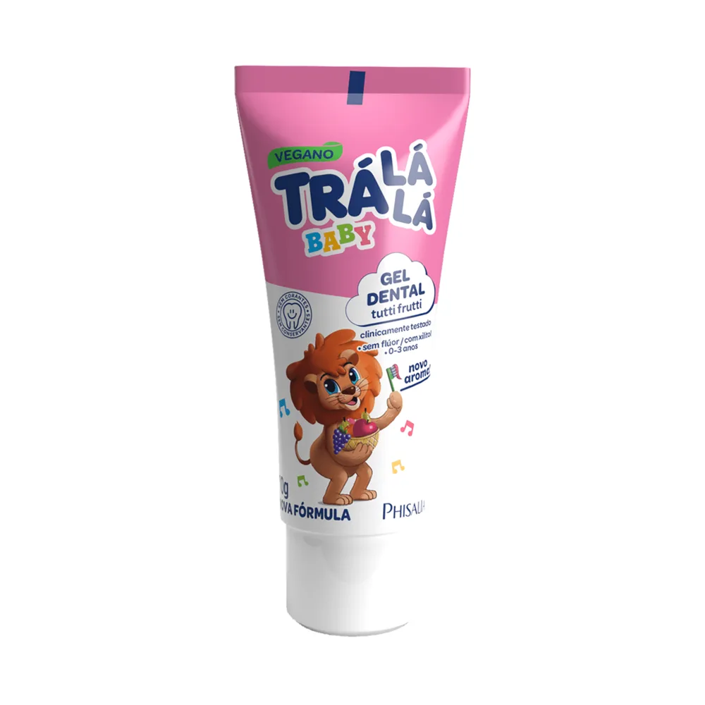 Gel Dental Infantil Trá Lá Lá Baby Sem Flúor 0 a 3 anos Sabor Tutti Frutti 70g