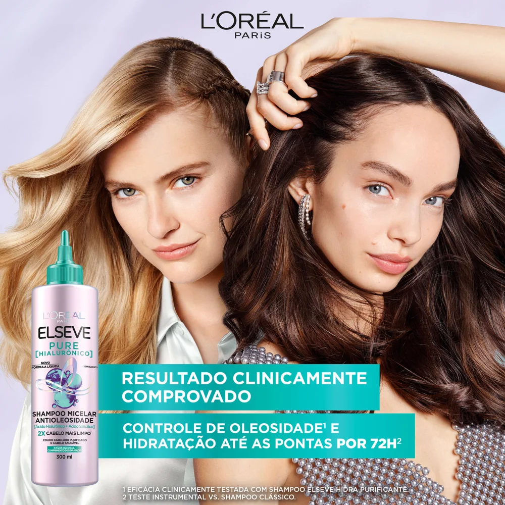 Shampoo Elseve Pure Hialurônico Micelar Antioleosidade 300ml