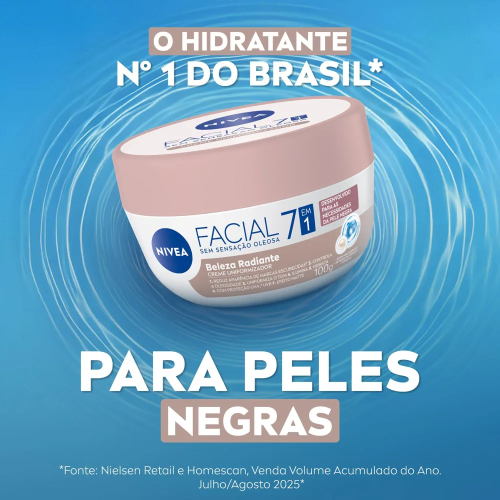 Creme Facial Nivea Beleza Radiante Uniformizador 7 em 1 Pele Negra 100g