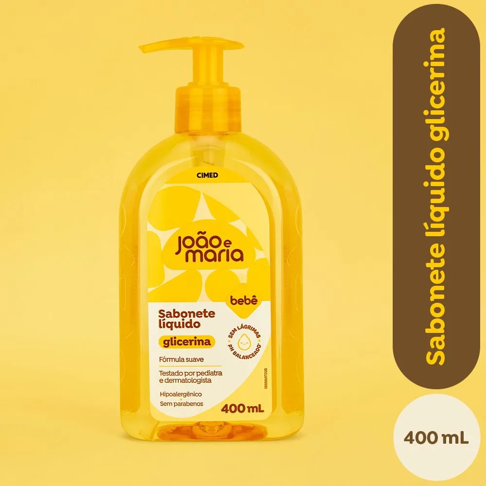 Sabonete Líquido Infantil João e Maria Bebê Glicerina 400ml