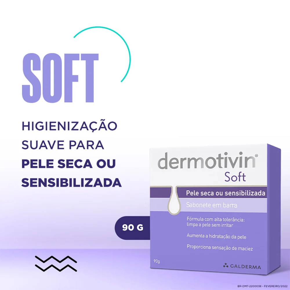 Sabonete em Barra Facial Dermotivin Soft Peles Secas e Sensibilizadas 90g