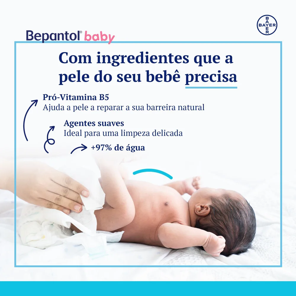 Lenços Umedecidos Bepantol Baby Sem Fragrância Hipoalergênico com Pró-Vitamina B5 Recém-Nascido 96 Unidades Leve Mais por Menos