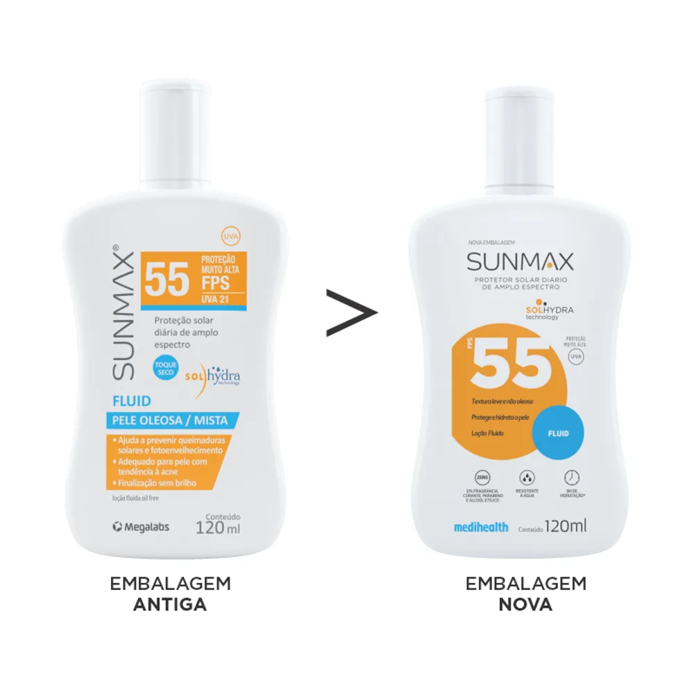 Protetor Solar Facial Sunmax Fluid FPS55 120ml
