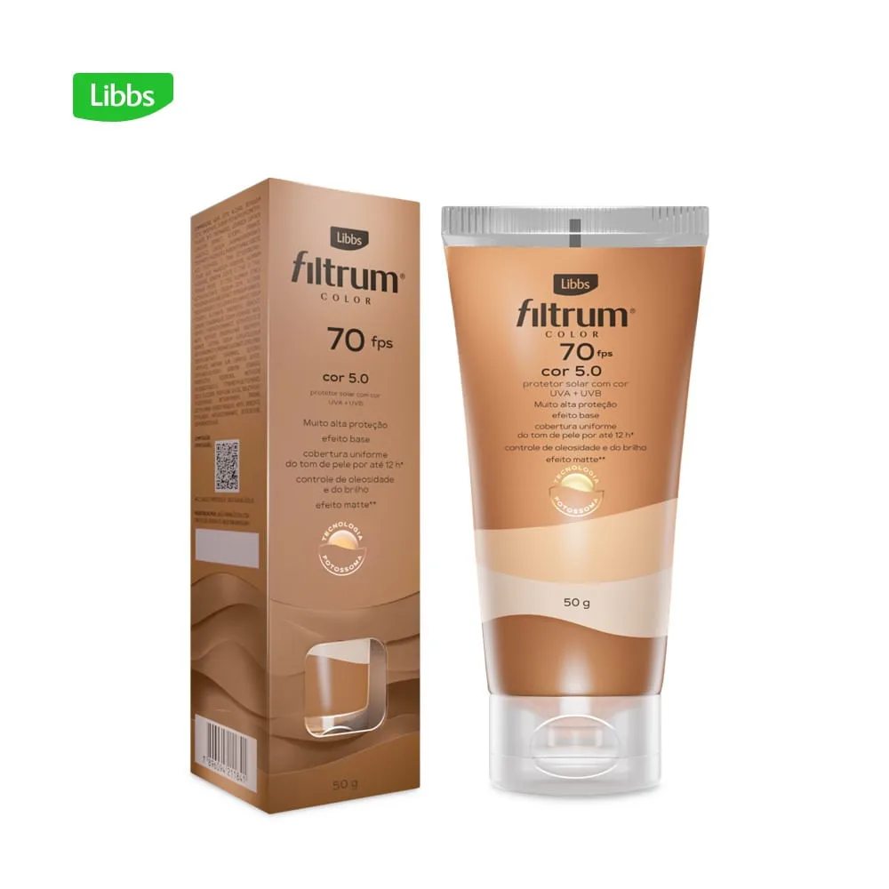 Protetor Solar Facial Filtrum Color FPS70 Cor 5.0 50g