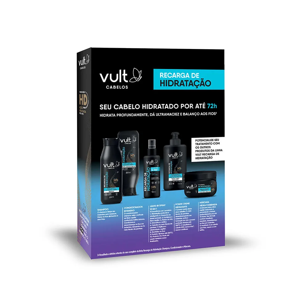 Kit Shampoo Vult Cabelos Recarga de Hidratação200ml 1 Unidade + Condicionador Vult Cabelos Recarga de Hidratação 200ml 1 Unidade