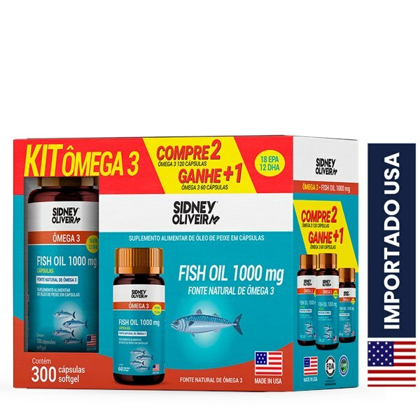 Kit Ômega 3 1000mg Made in USA — Compre 2×120 cáps e Ganhe 1×60 cáps