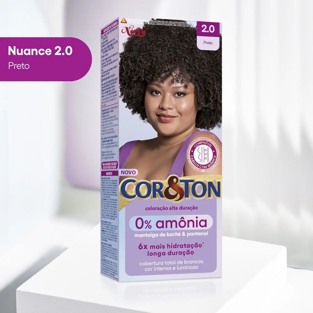 Tintura Cor&Ton Niely 0% Amonia 2.0 Preto
