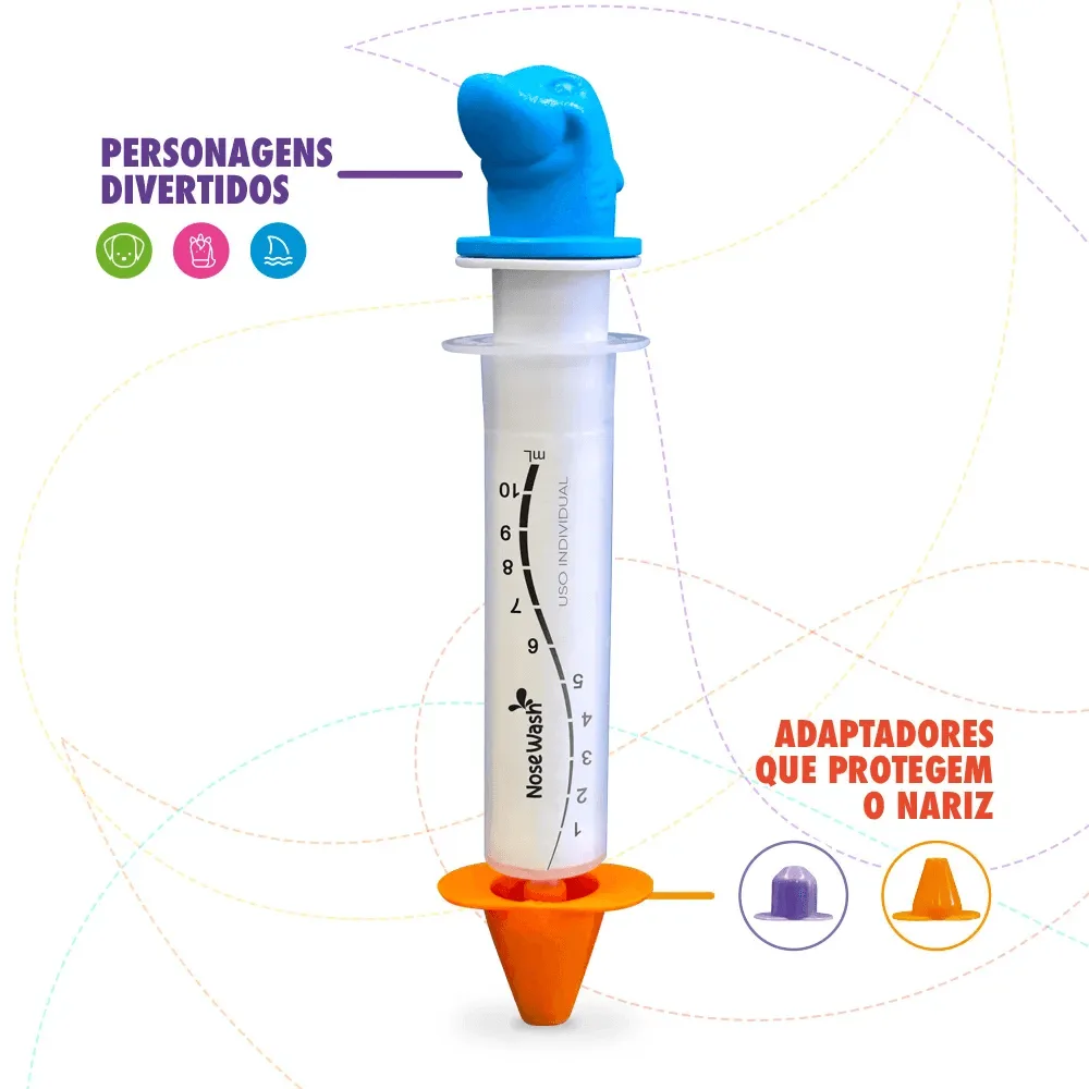 Dispositivo de Lavagem Nasal Nosewash Tubarão 10ml + 2 Adaptadores