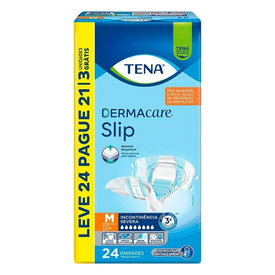 Fralda Geriátrica Unissex Tena Dermacare Slip M - 24 Unidades