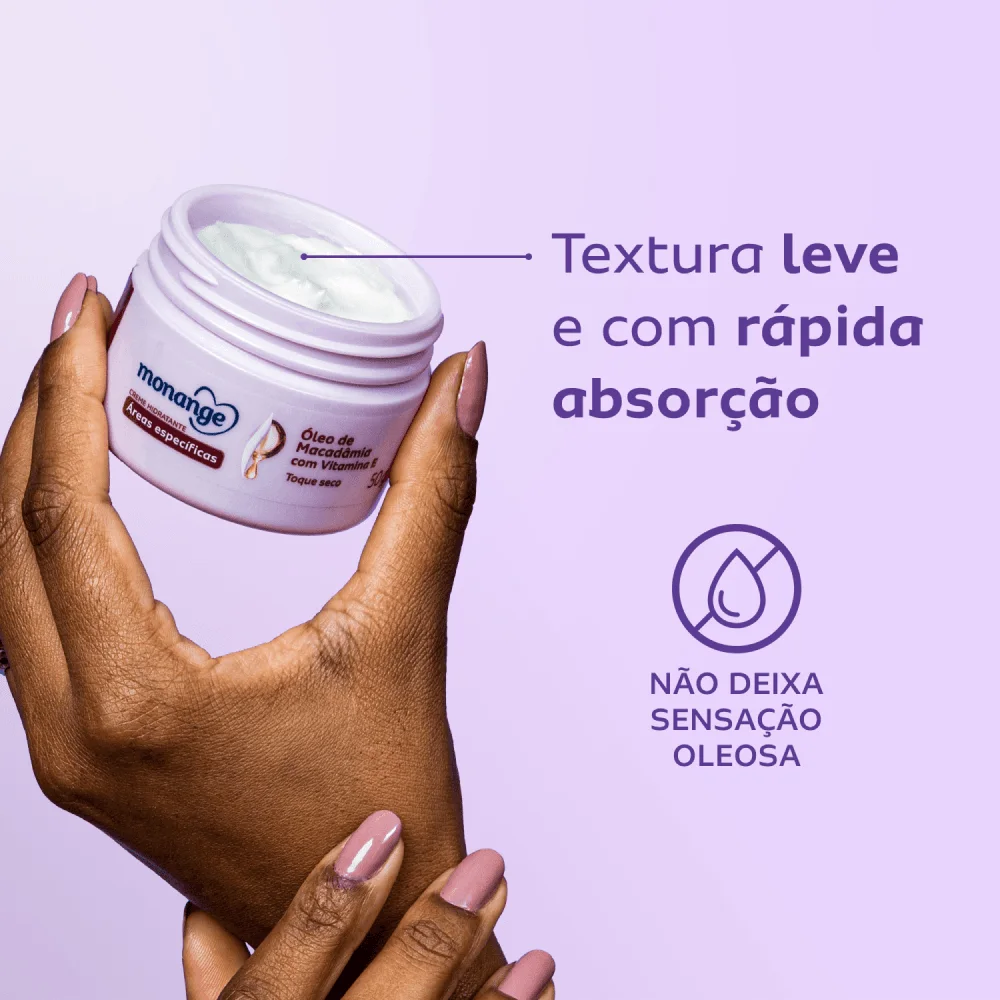 Creme Hidratante Monange Áreas Específicas Óleo de Macadâmia e Vitamina E Creme 50g