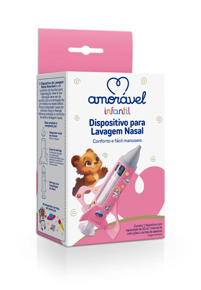 Dispositivo Para Lavagem Nasal Amoravel Bico De Silicone Rosa 20ml