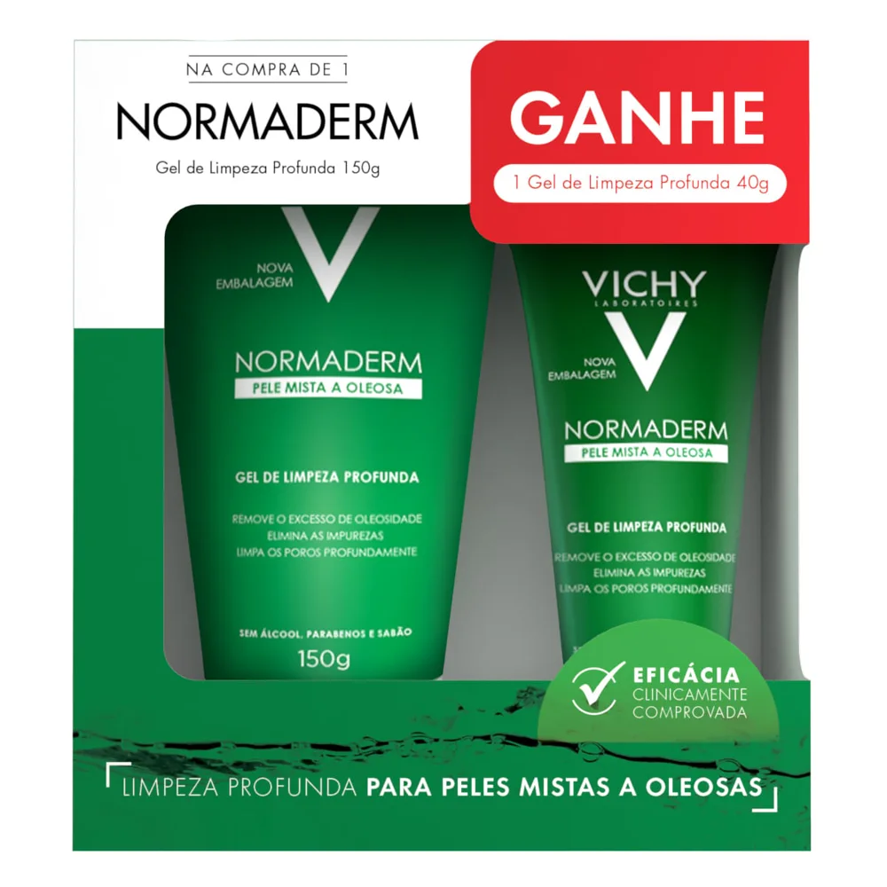 Kit Gel de Limpeza Facial Vichy Normaderm Profunda 150g + 40g