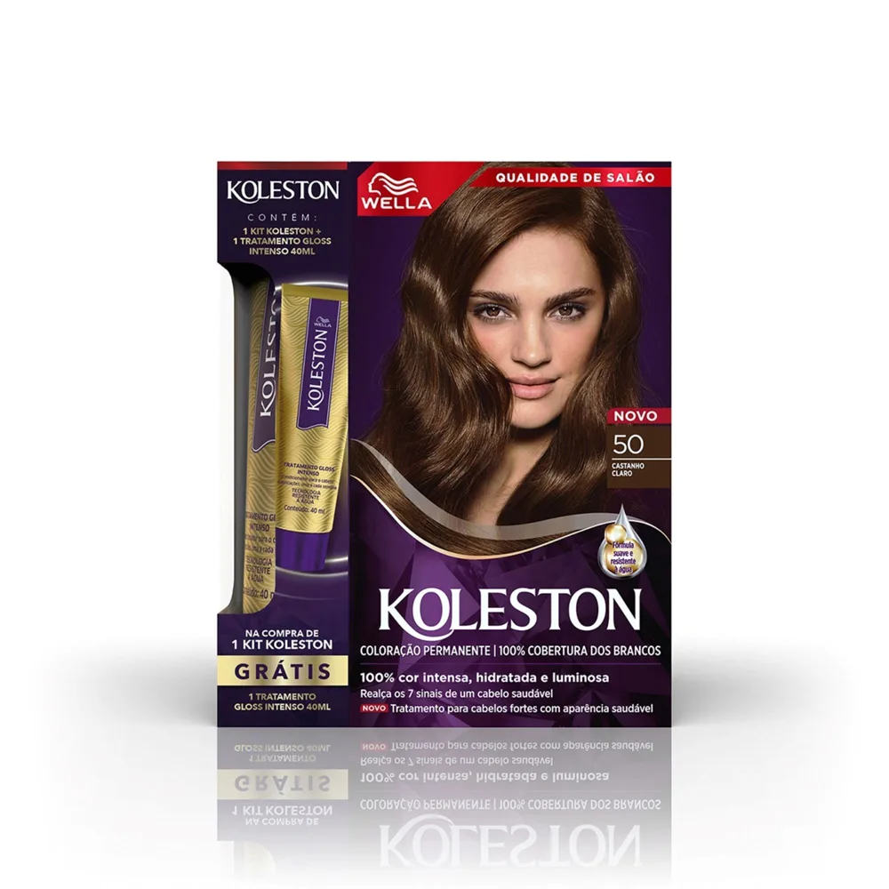 Tintura Koleston Castanho Claro 50 Grátis Tratamento Gloss Intenso 40ml