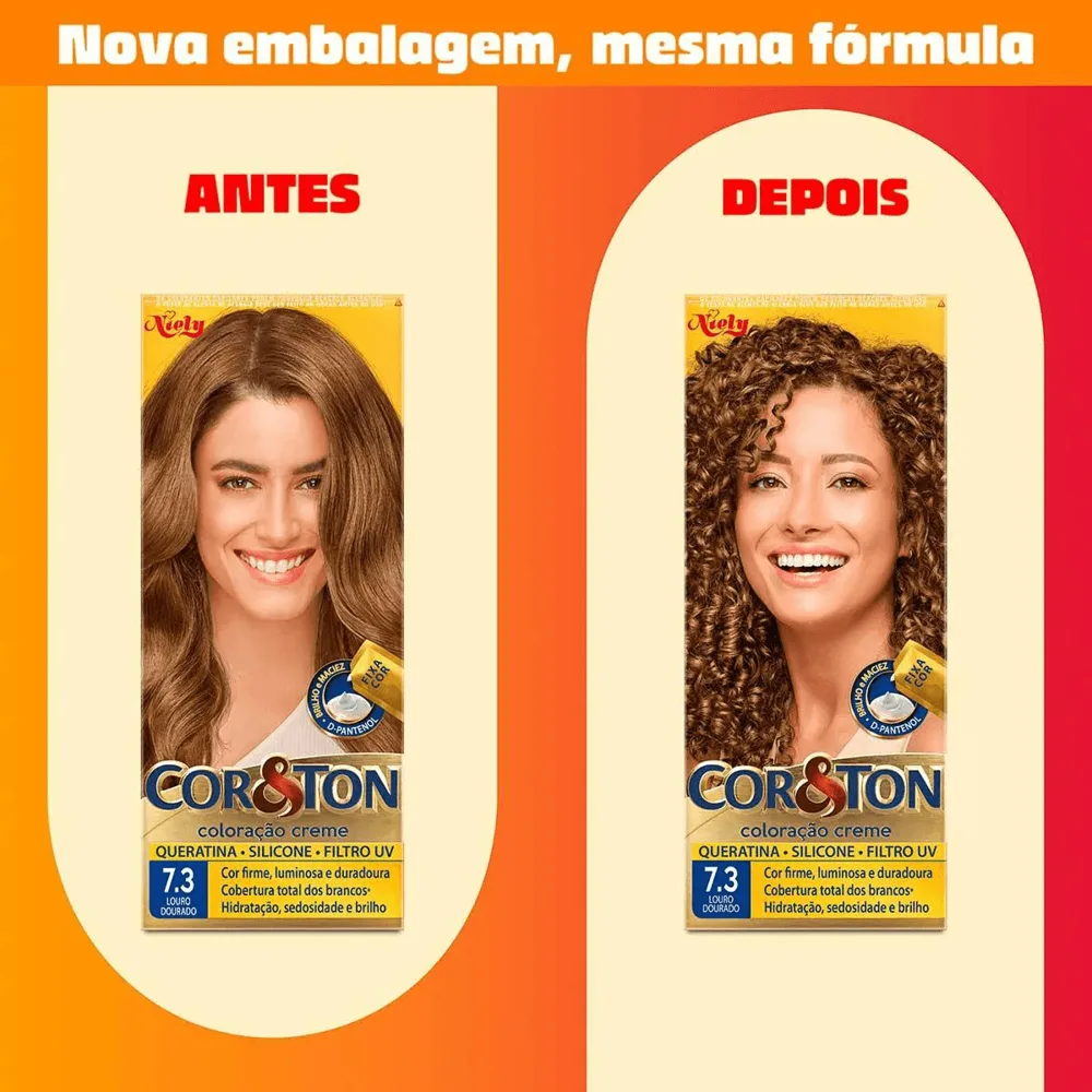 Coloração Niely Cor&Ton Louro Dourado 7.3