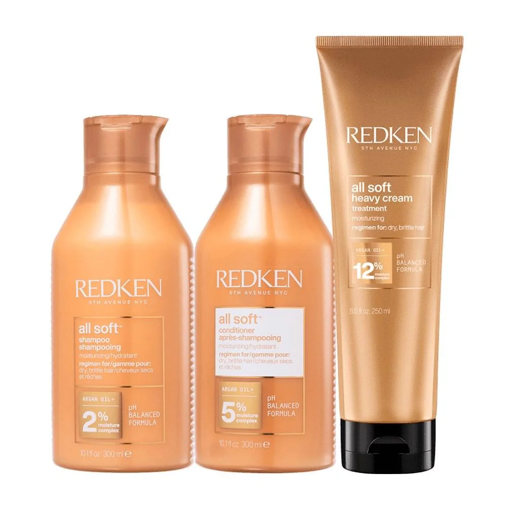 Redken - Kit All Soft Shampoo 300ml + Condicionador 300ml + Máscara 250ml
