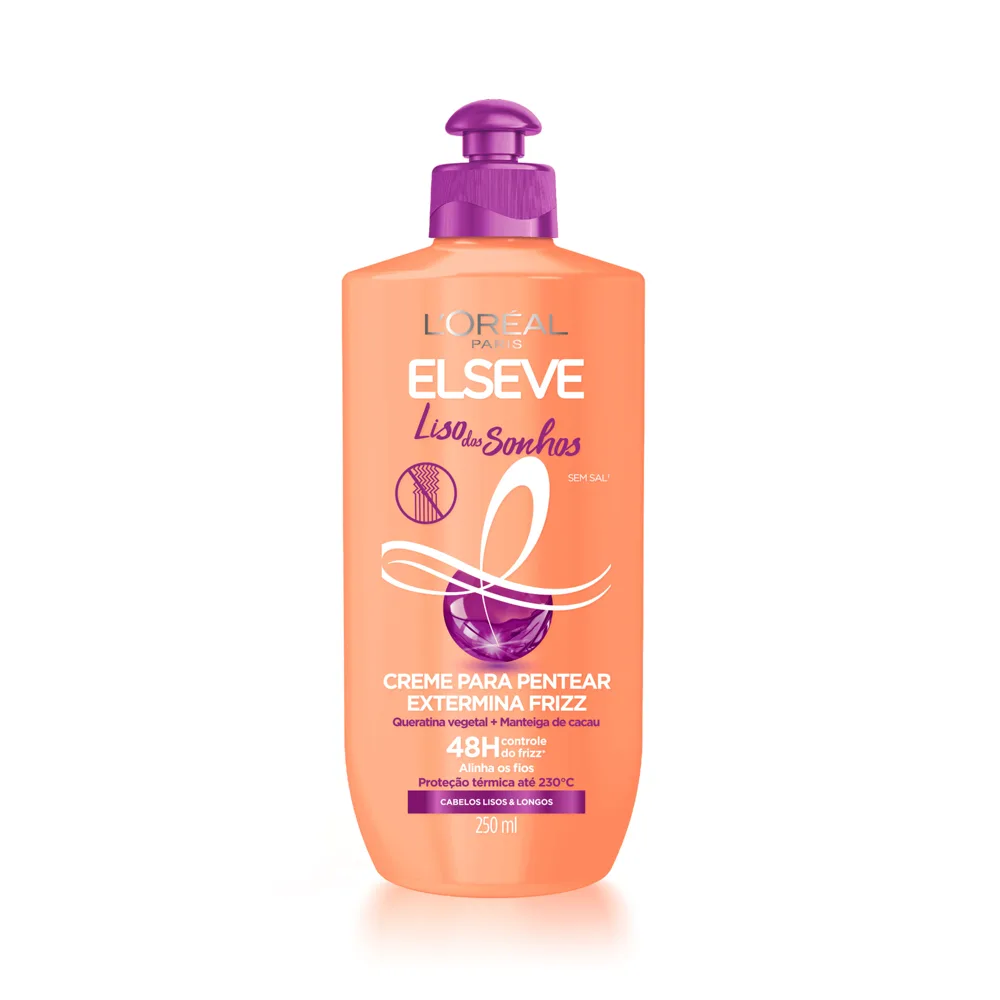 Creme de Pentear Elseve Liso dos Sonhos Extermina Frizz Proteção Térmica 250ml