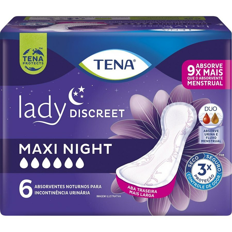 Absorvente Para Incontinência Urinária Tena Lady Discreet Maxi Night - 6 Unidades