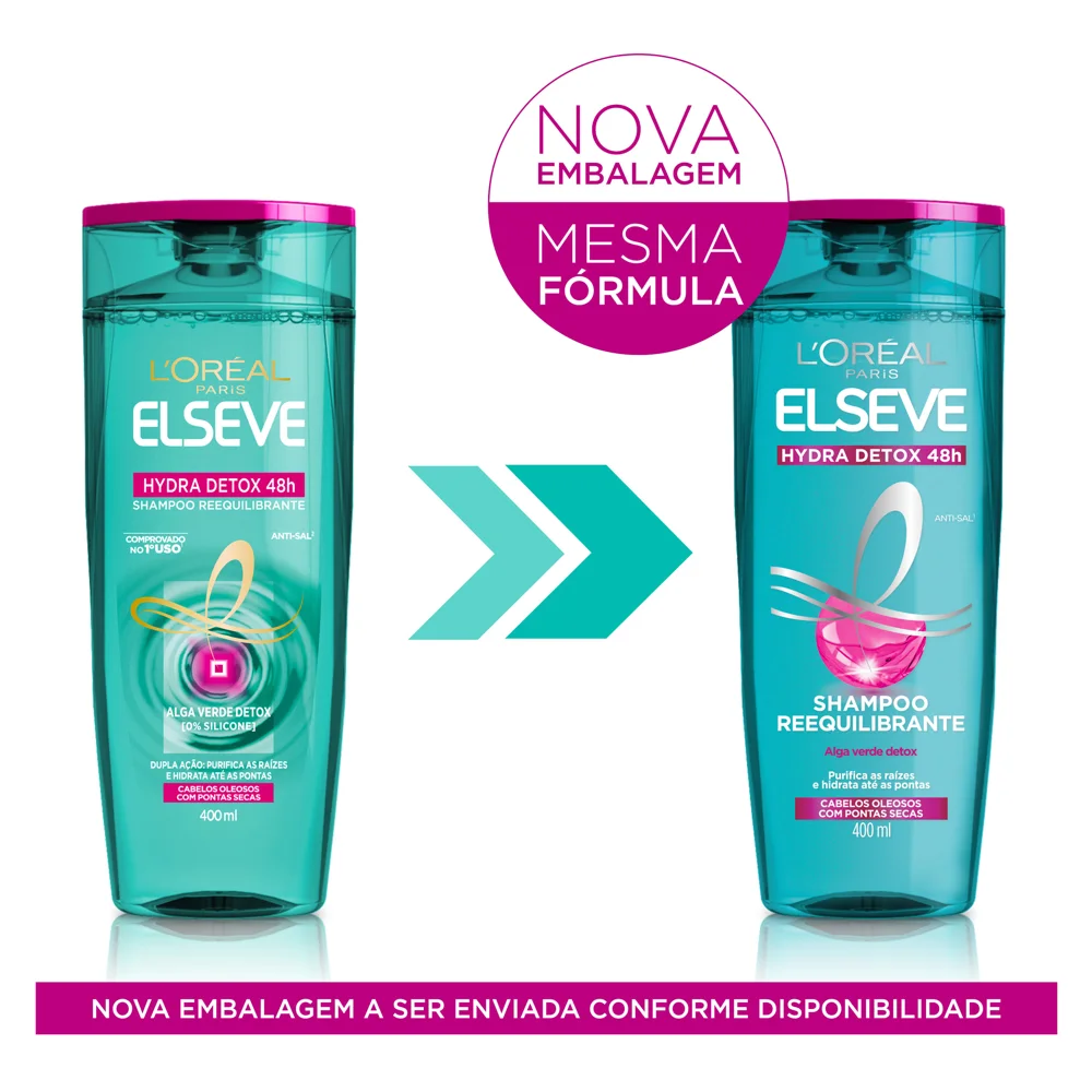 Shampoo Elseve Hydra Detox 48h Requilibrante 400ml
