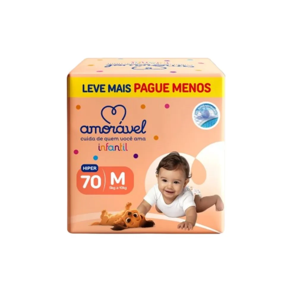 Fralda Amoravel Basic M 70 Unidades