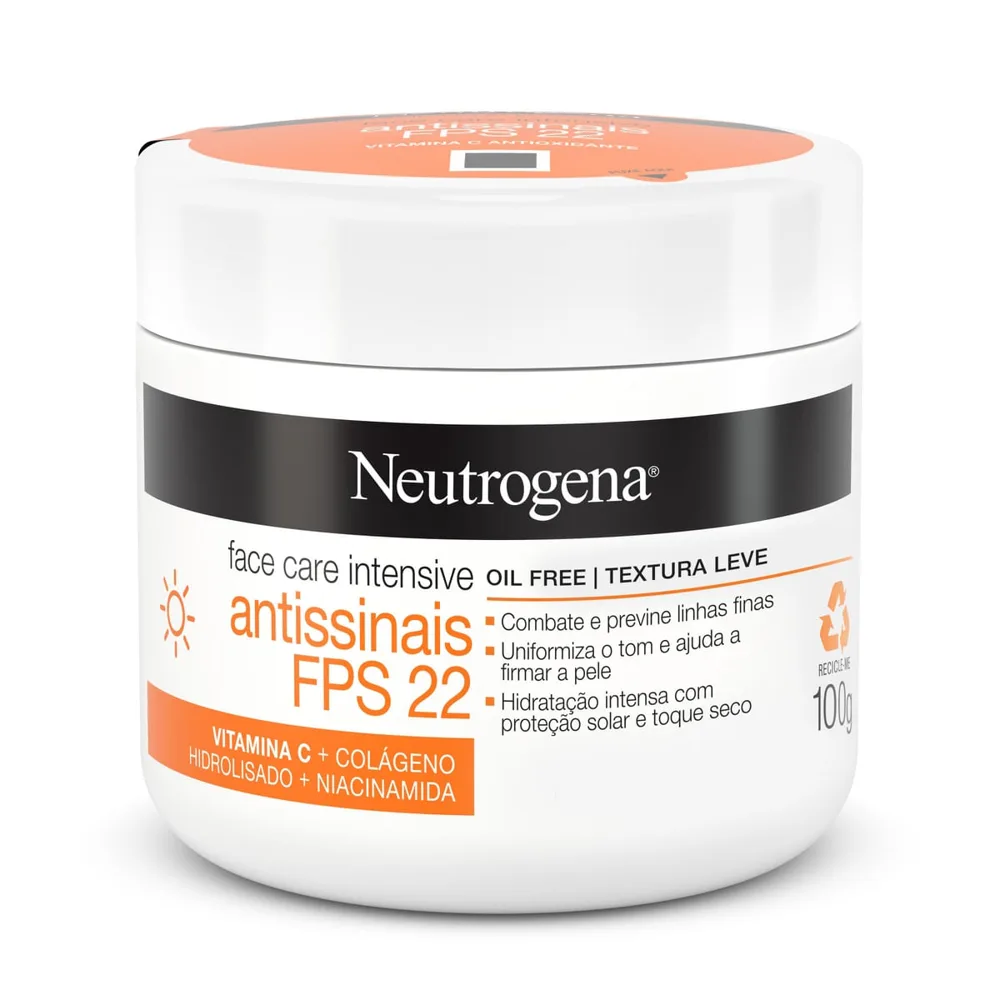 Creme Facial Neutrogena Face Care Intensive Antissinais FPS 22 100g