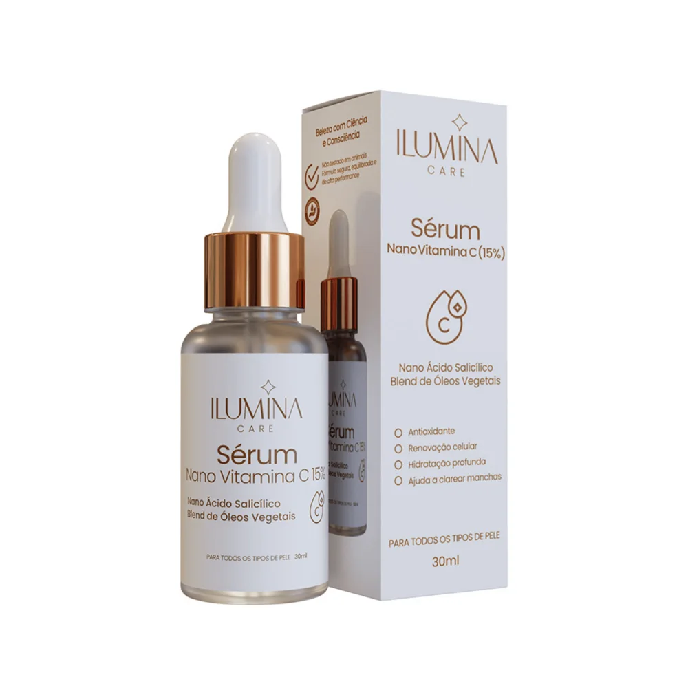 Sérum Facial Vitamina C 15% Clareador de Manchas 30ml Ilumina Care