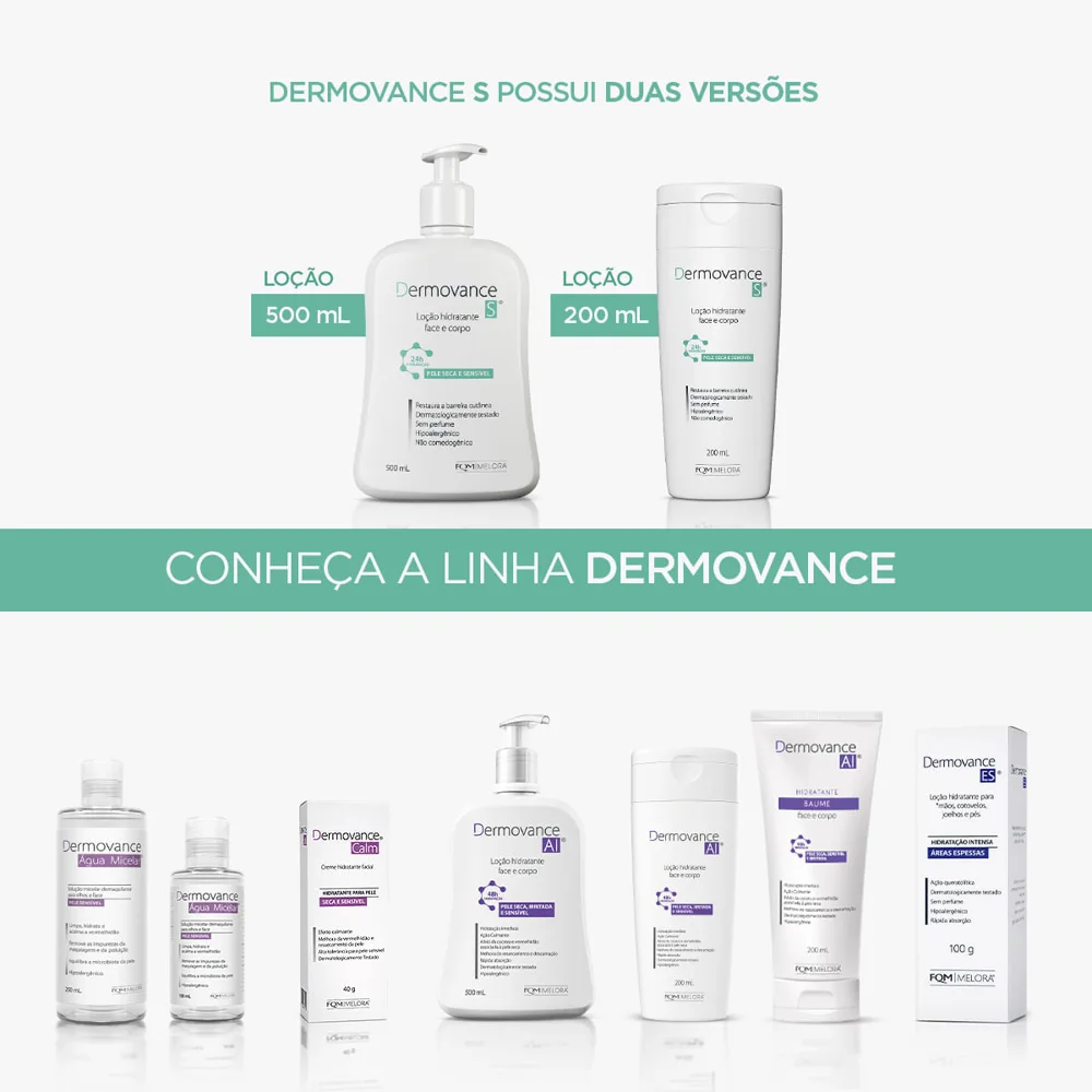 Loção Corporal Dermovance S Hidratante Peles Secas e Sensíveis 200ml