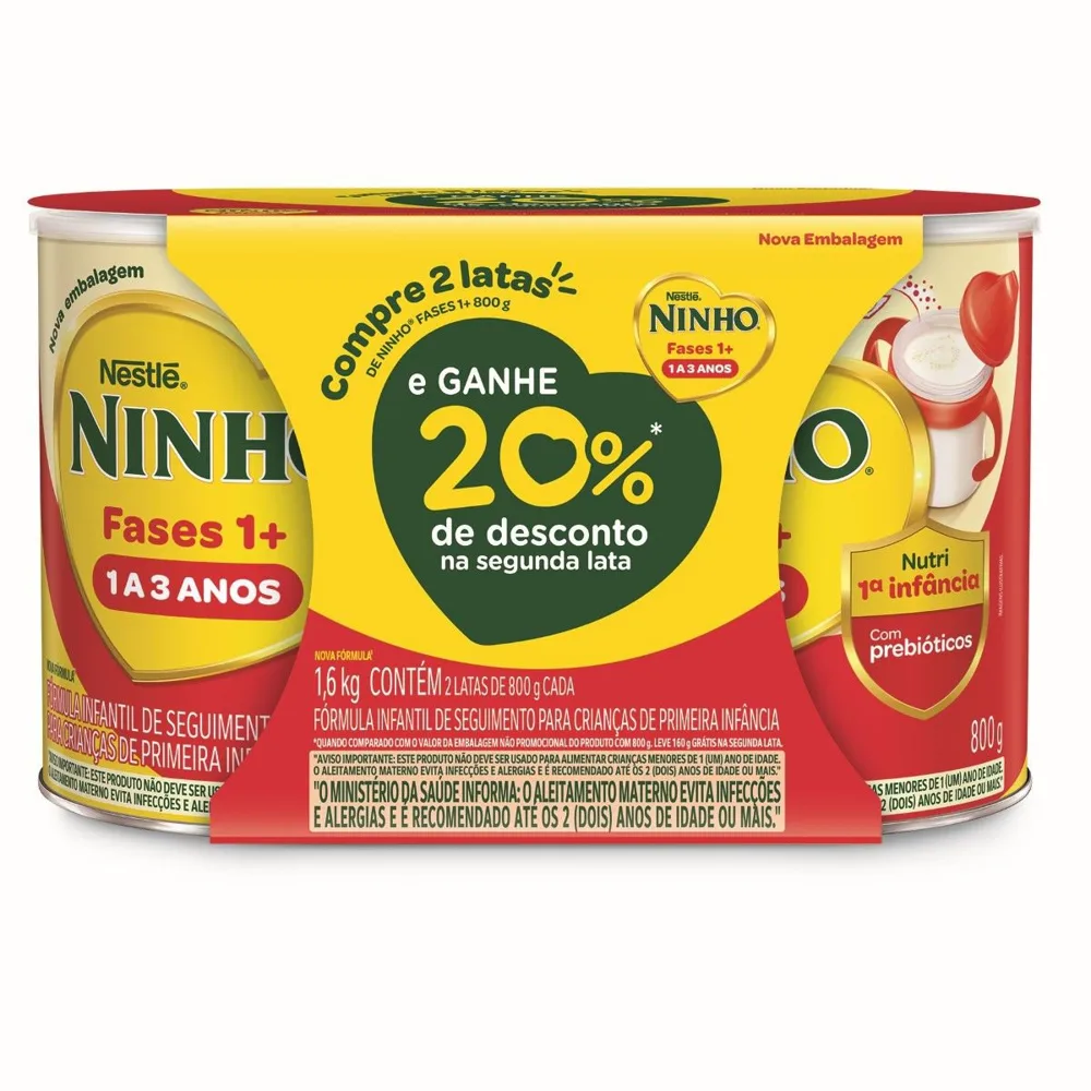 Kit Fórmula Infantil ninho fases 1+ Com 2 Unidades de 800g