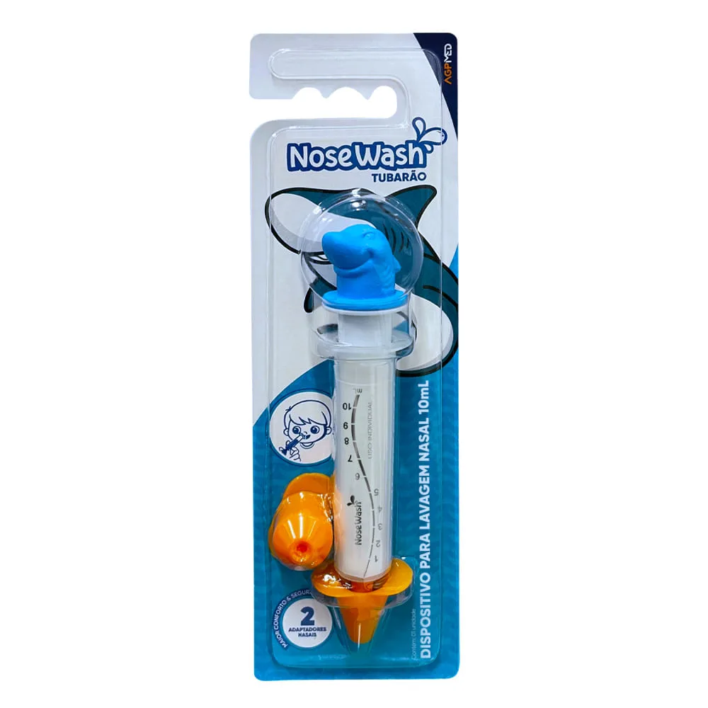 Dispositivo de Lavagem Nasal Nosewash Tubarão 10ml + 2 Adaptadores