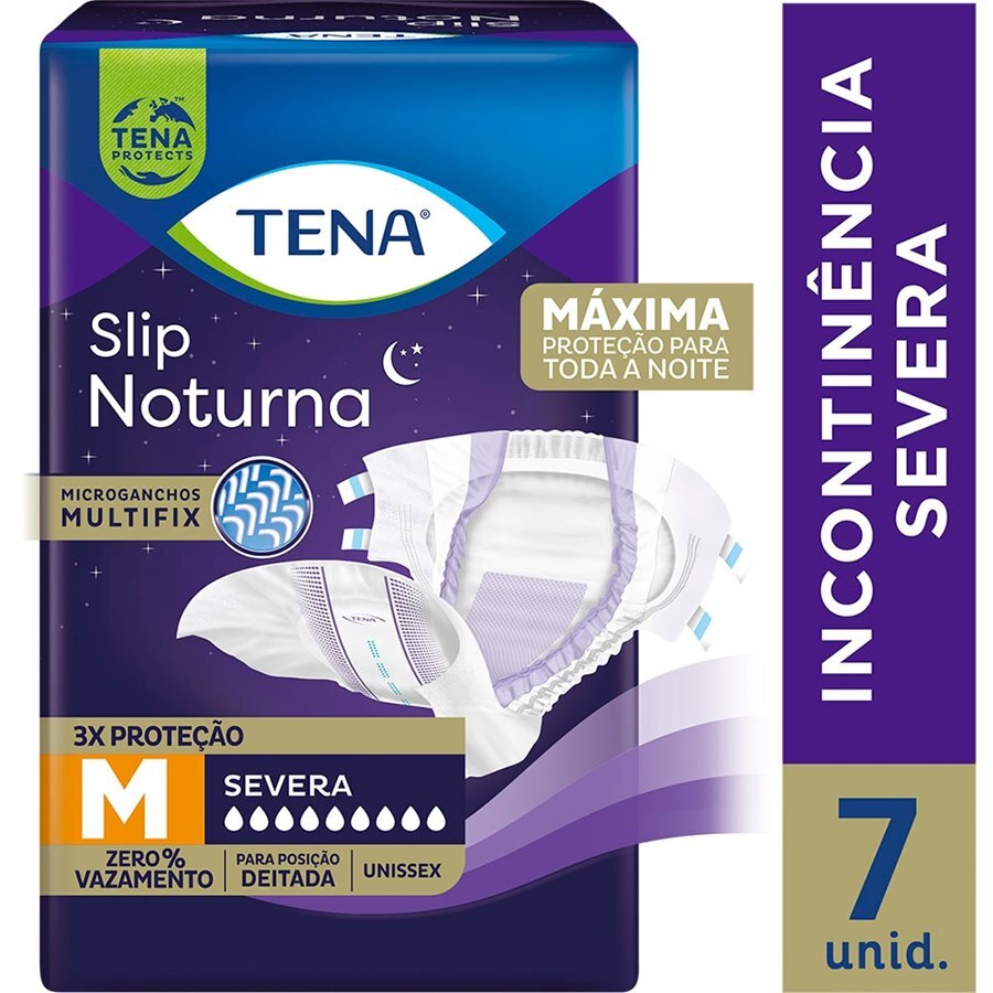 Fralda Geriátrica Unissex Tena Slip Noturna M - 7 Unidades