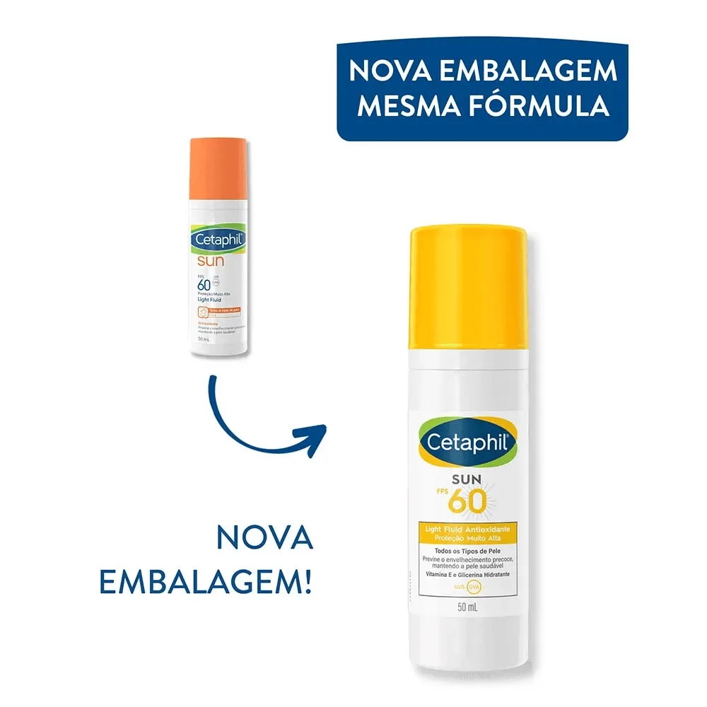 Protetor Solar Facial Cetaphil Sun Light Fluid FPS60 Antioxidante Sem Cor 50ml