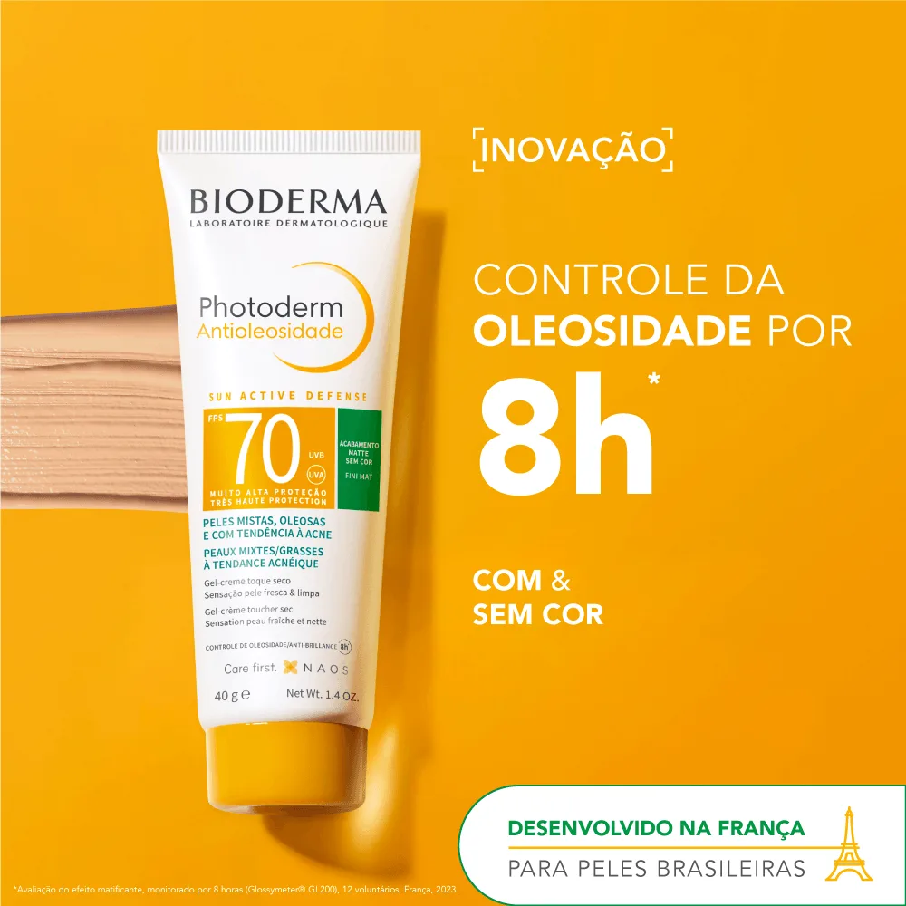 Protetor Solar Facial Bioderma Photoderm Antioleosidade FPS70 Cor 3.0 40g