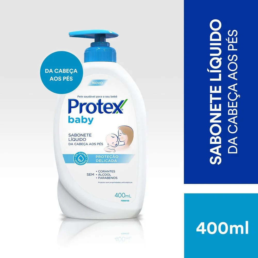 Sabonete Líquido Infantil Protex Baby Delicate Care Proteção Delicada da Cabeça aos Pés 400ml