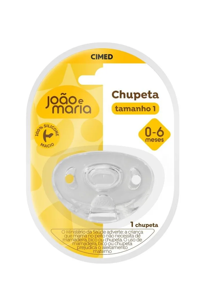 Chupeta João e Maria Ortodôntica de 0 a 6 meses Silicone Branco Tamanho 1 1 Unidade