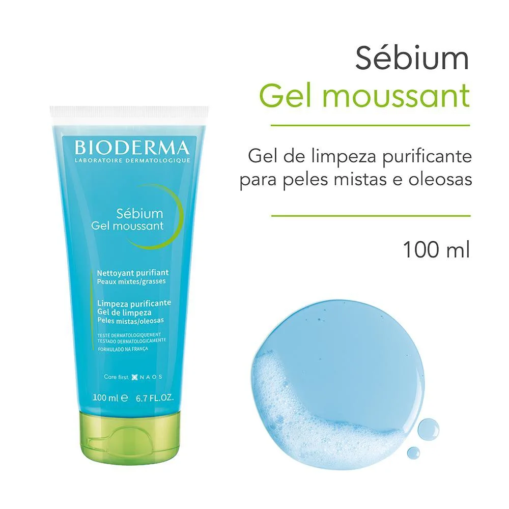 Gel de Limpeza Facial Bioderma Sébium Gel Moussant Antioleosidade 100ml