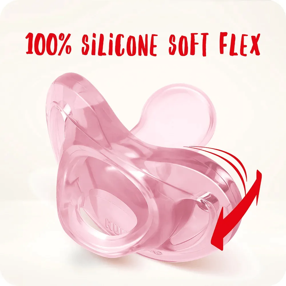 Chupeta NUK Sensitive Soft Original Shape +6 meses 100% Silicone Rosa Tamanho 2 1 Unidade