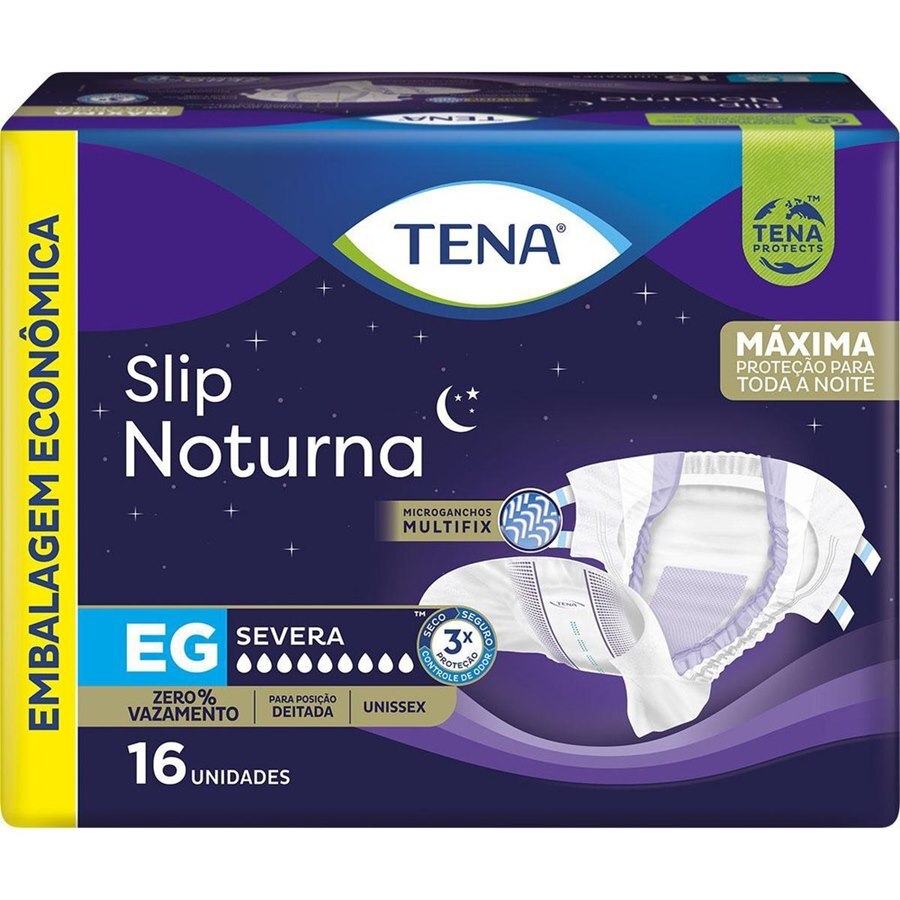 Fralda Geriátrica Unissex Tena Slip Noturna Eg - 16 Unidades