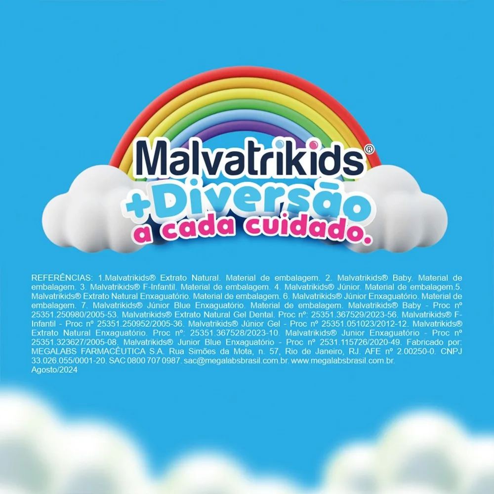 Gel Dental Infantil Malvatrikids F-Infantil Anticáries Flúor Xilitol Sabor Tutti Frutti 85g