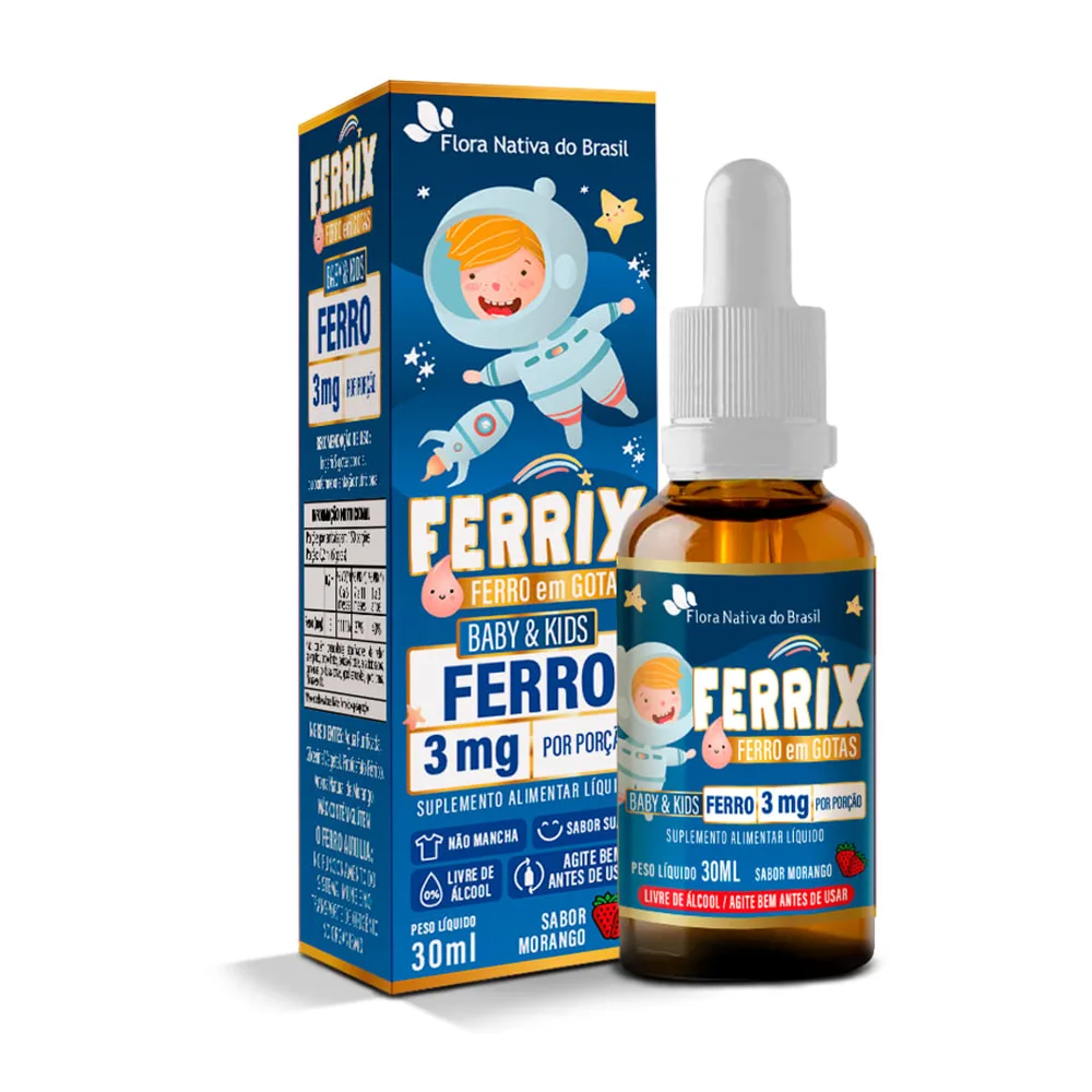 3x Ferrix Ferro em Gotas Baby & Kids - 3mg por Porção - 30ml