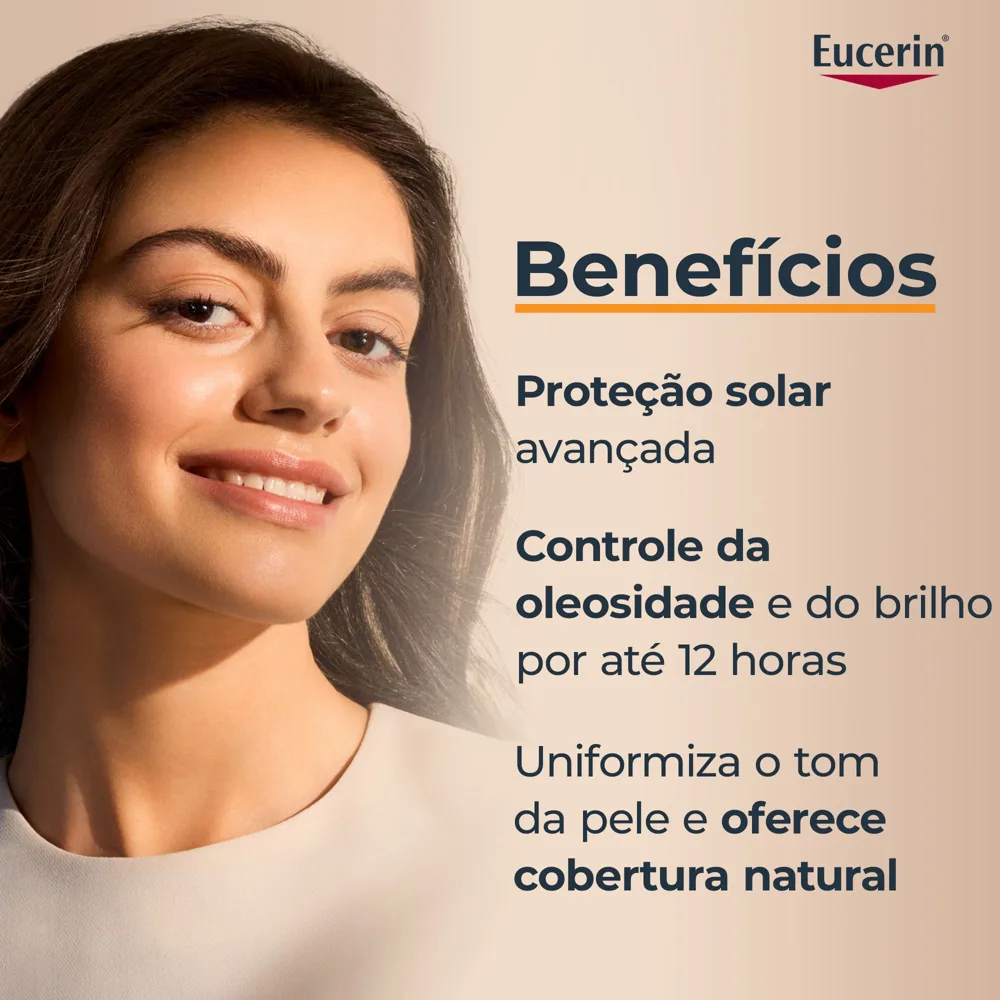 Protetor Solar Facial Eucerin Sun Oil Control FPS70 Toque Seco Gel Creme Tom Médio 50g